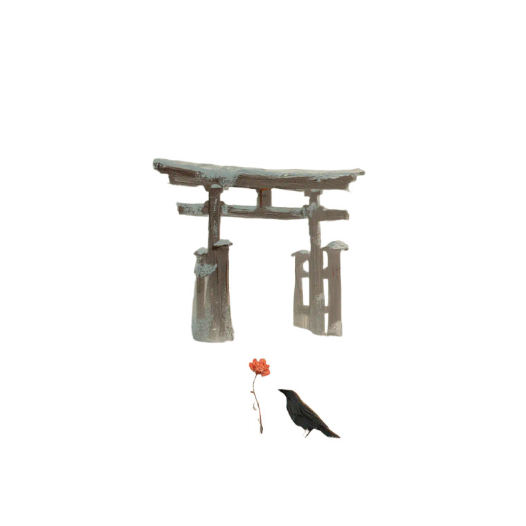 Lone Crow Torii Vinyl Car Decal Sticker – Waterproof & UV-Resistant 8"