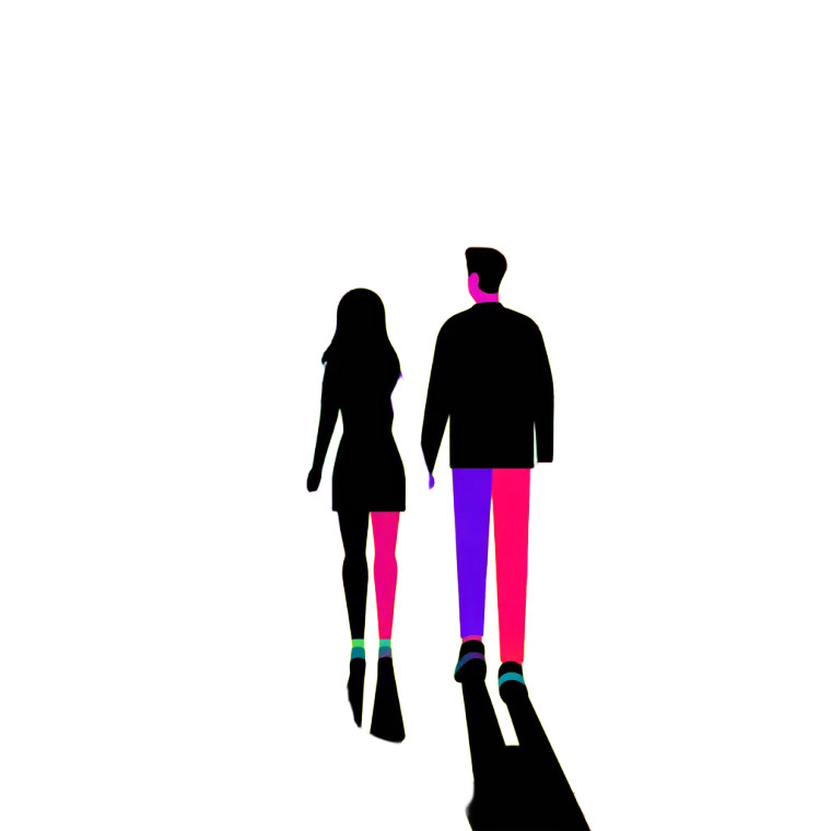 Dancing Shadow Couple Vinyl Car Decal Sticker – Waterproof & UV-Resistant 8"