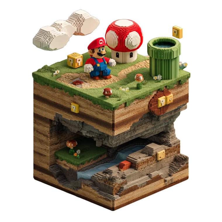Voxel Mario Vinyl Car Decal Sticker – Waterproof & UV-Resistant 8"
