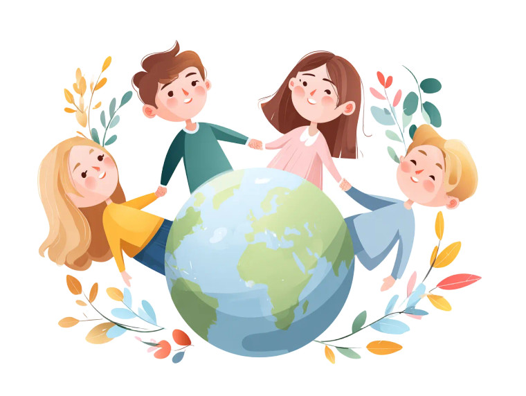 Happy Children Earth Vinyl Car Decal Sticker – Waterproof & UV-Resistant 8"