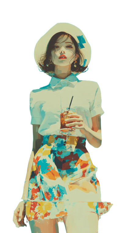 Summer Poolside Woman Vinyl Car Decal Sticker – Waterproof & UV-Resistant 8"