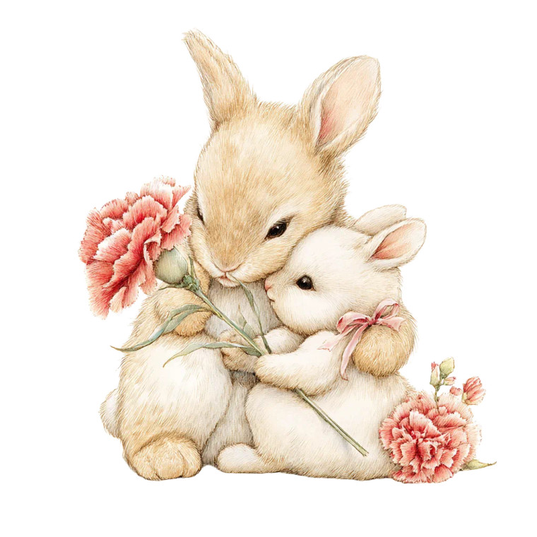 Bunny Mother'S Love Vinyl Car Decal Sticker – Waterproof & UV-Resistant 8"