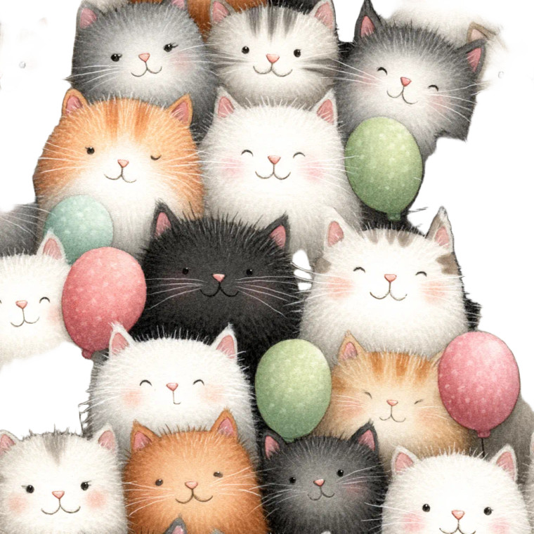 Fluffy Cat Faces V2 Vinyl Car Decal Sticker – Waterproof & UV-Resistant 8"