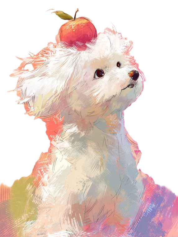 Bichon Frise With Apple V2 Vinyl Car Decal Sticker – Waterproof & UV-Resistant 8"