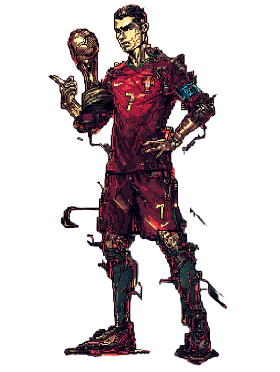 Pixel Ronaldo Vinyl Car Decal Sticker – Waterproof & UV-Resistant 8"