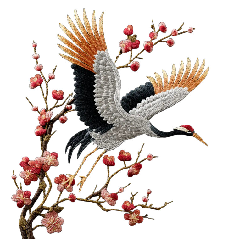 Chinese Wind Crane V2 Vinyl Car Decal Sticker – Waterproof & UV-Resistant 8"