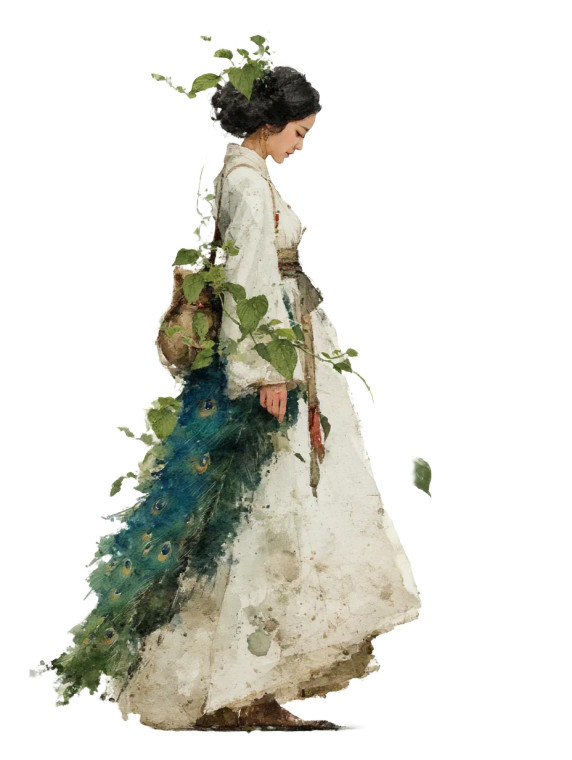 Peacock In Hanfu Vinyl Car Decal Sticker – Waterproof & UV-Resistant 8"