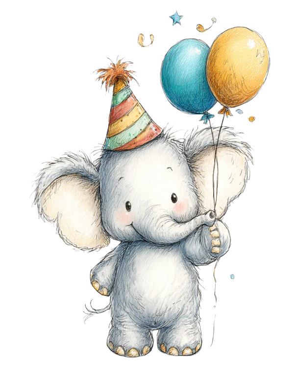 Baby Elephant Celebration Vinyl Car Decal Sticker – Waterproof & UV-Resistant 8"