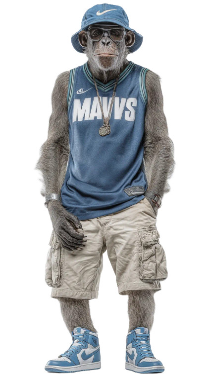 Chimpanzee In Jersey Vinyl Car Decal Sticker – Waterproof & UV-Resistant 8"