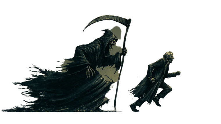 Grim Reaper Chase Vinyl Car Decal Sticker – Waterproof & UV-Resistant 8"