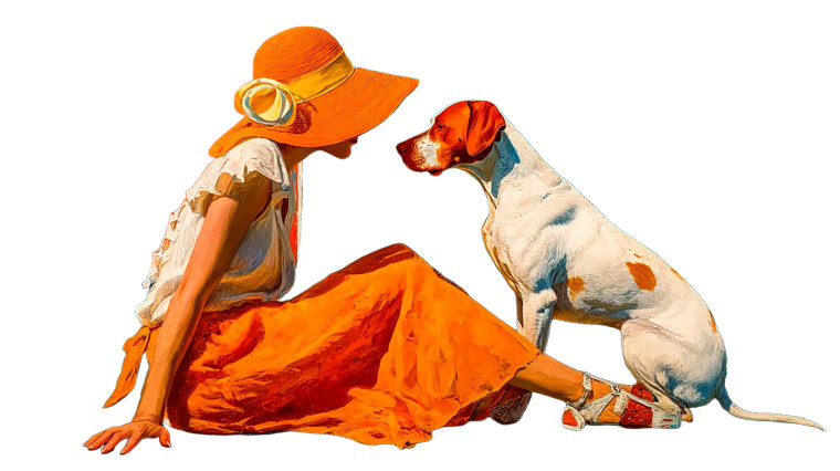 Woman Holding Dog Vinyl Car Decal Sticker – Waterproof & UV-Resistant 8"