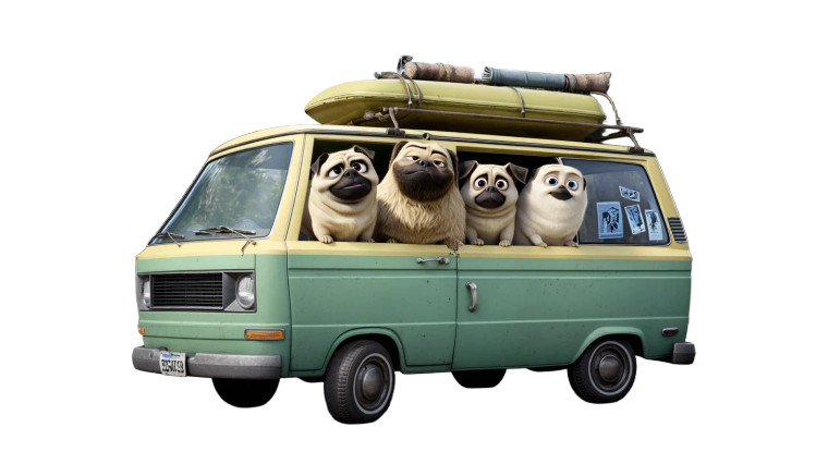 Pixar Pug Family Vinyl Car Decal Sticker – Waterproof & UV-Resistant 8"