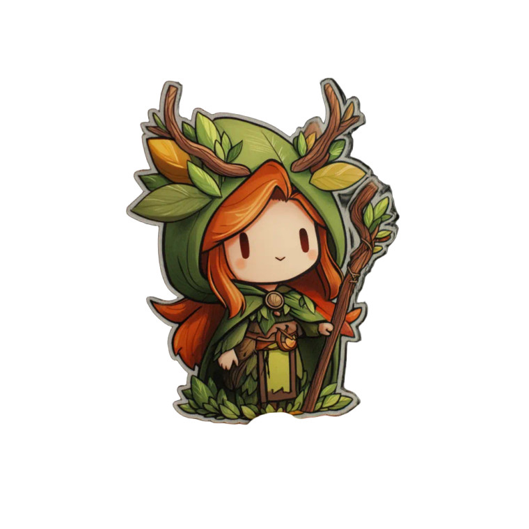 Chibi Druid Sticker Vinyl Car Decal Sticker – Waterproof & UV-Resistant 8"