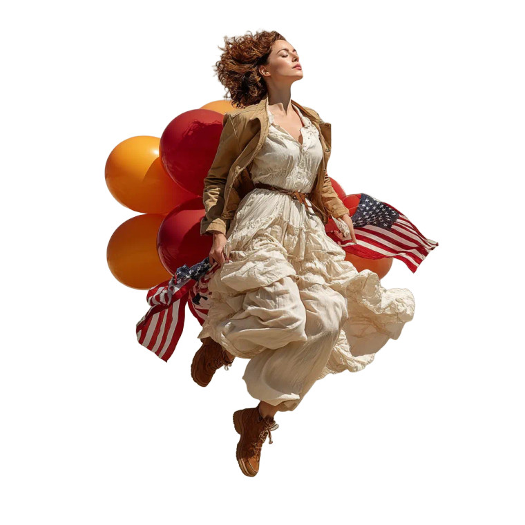 Patriotic Floating Woman Vinyl Car Decal Sticker – Waterproof & UV-Resistant 8"