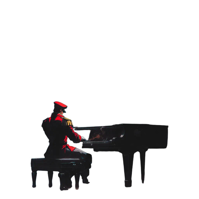 Bison Plays Piano Vinyl Car Decal Sticker – Waterproof & UV-Resistant 8"