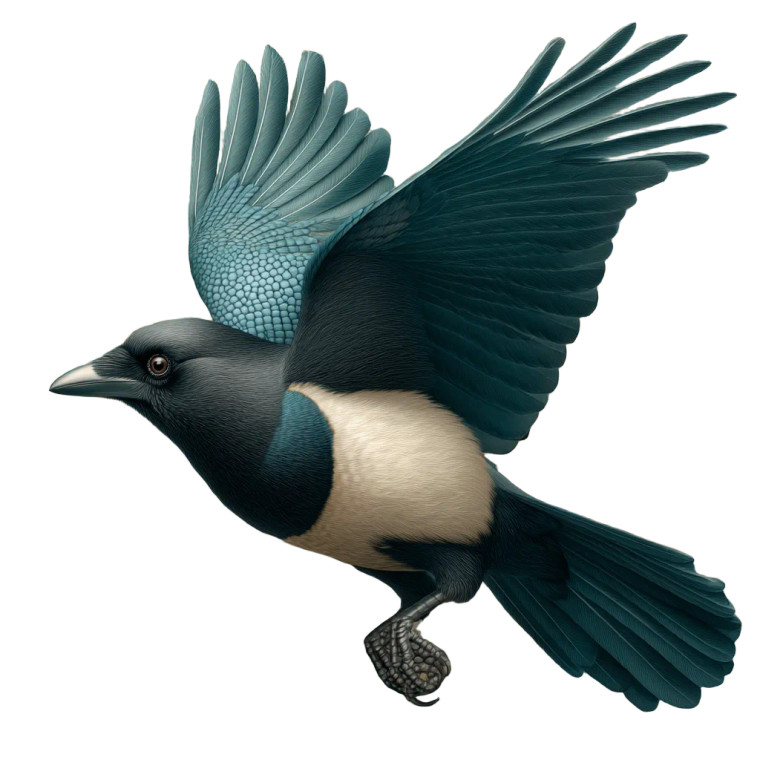 Magpie In Flight Vinyl Car Decal Sticker – Waterproof & UV-Resistant 8"