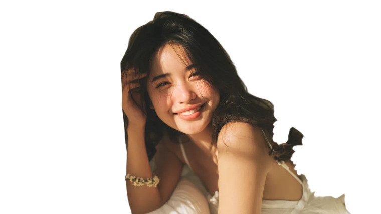 Smiling Asian Girl V2 Vinyl Car Decal Sticker – Waterproof & UV-Resistant 8"