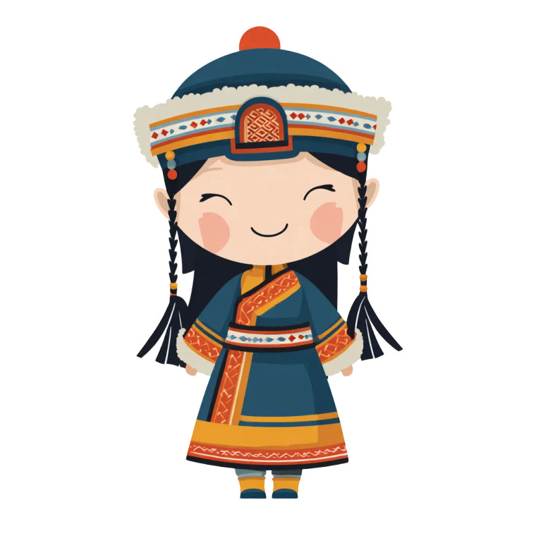 Mongolian Girl Cartoon Vinyl Car Decal Sticker – Waterproof & UV-Resistant 8"