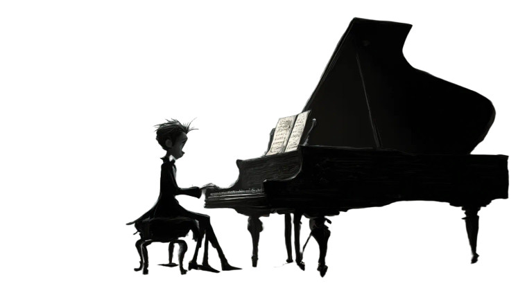 Young Pianist V2 Vinyl Car Decal Sticker – Waterproof & UV-Resistant 8"