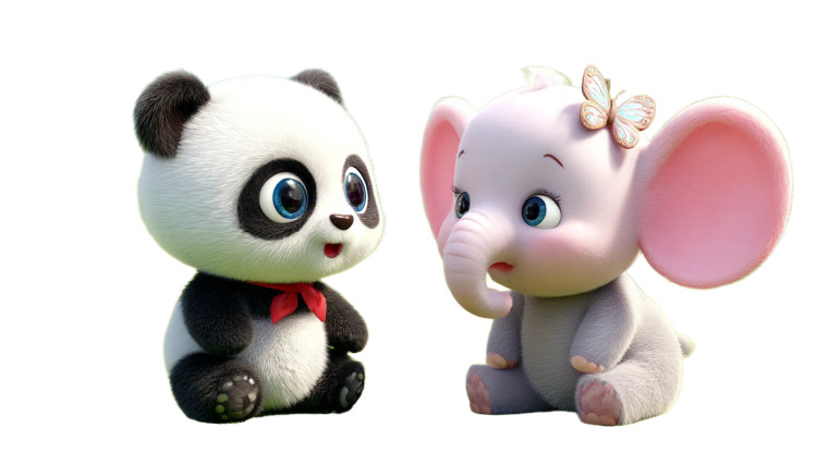 Panda And Elephant V2 Vinyl Car Decal Sticker – Waterproof & UV-Resistant 8"