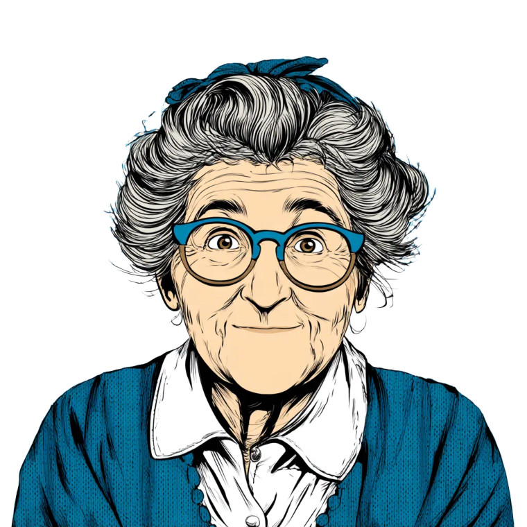 Smiling Grandma Head Vinyl Car Decal Sticker – Waterproof & UV-Resistant 8"