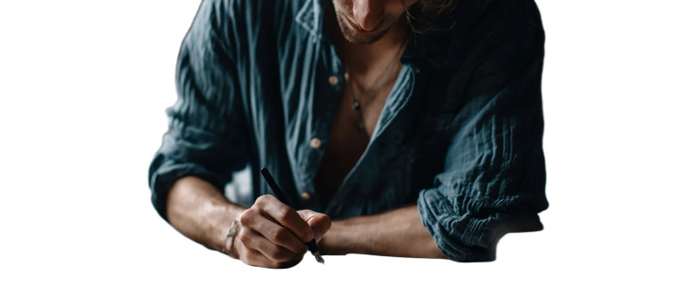 Young Poet Writing Vinyl Car Decal Sticker – Waterproof & UV-Resistant 8"