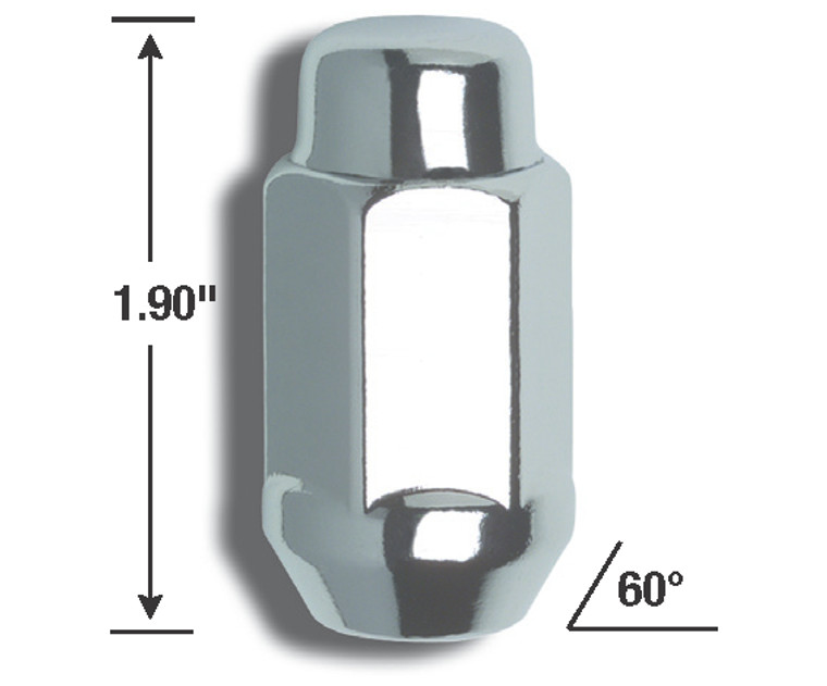 Acorn Bulge Extra Long Lug Nut 1/2x20 | Chrome Plated Steel | Pack Of 4