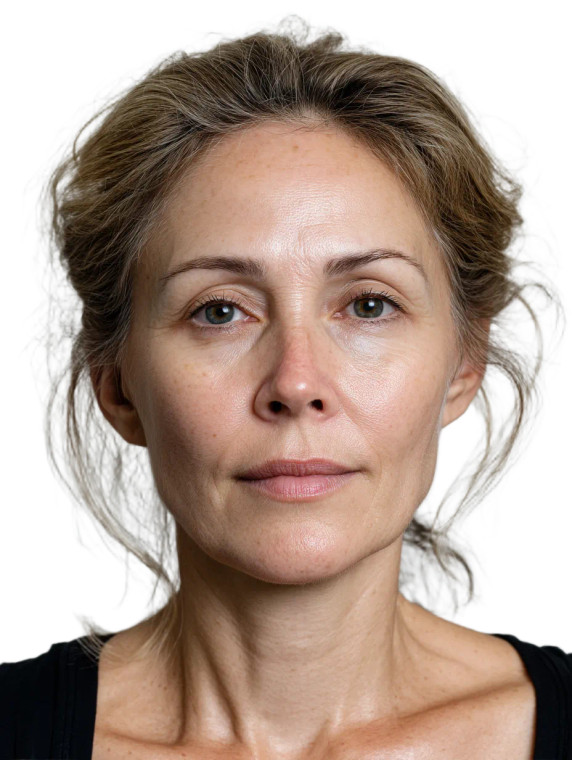 Serene Middle-Aged Woman Vinyl Car Decal Sticker – Waterproof & UV-Resistant 8"