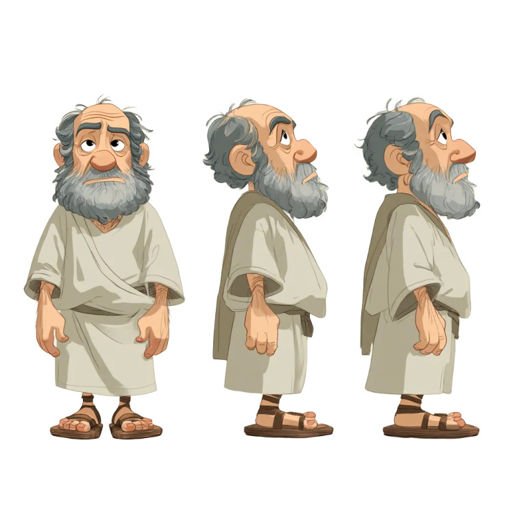 Greek Philosopher Cartoon Vinyl Car Decal Sticker – Waterproof & UV-Resistant 8"