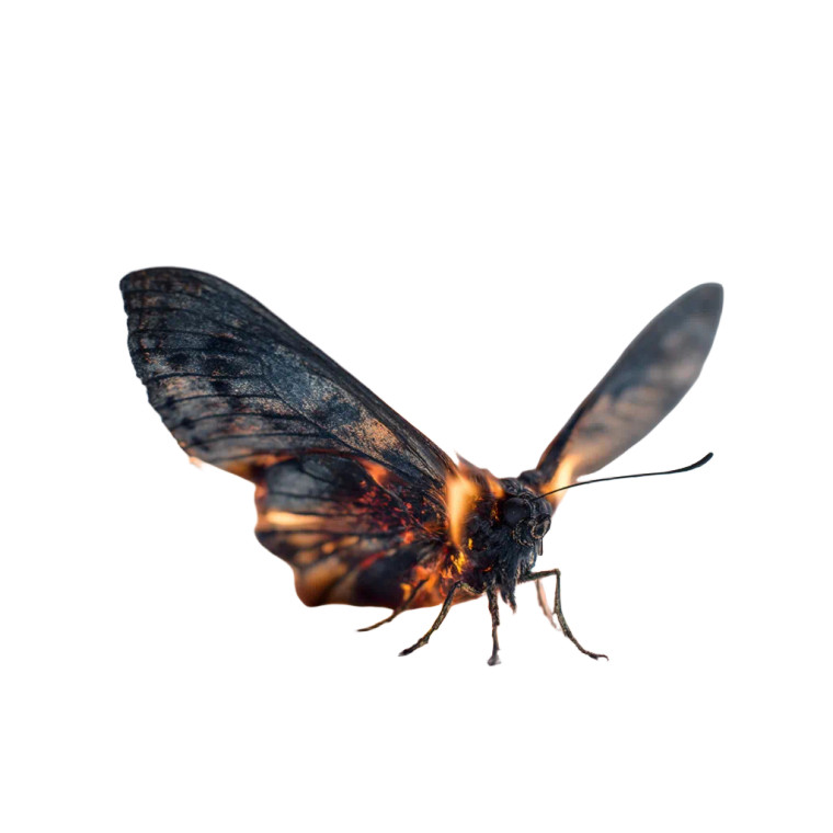 Burning Black Moth Vinyl Car Decal Sticker – Waterproof & UV-Resistant 8"