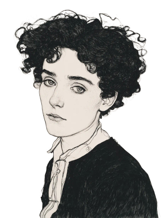 Schiele Woman Vinyl Car Decal Sticker – Waterproof & UV-Resistant 8"
