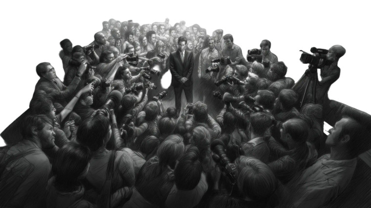 Man Amidst Paparazzi Vinyl Car Decal Sticker – Waterproof & UV-Resistant 8"