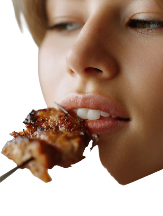 Biting Grilled Meat Vinyl Car Decal Sticker – Waterproof & UV-Resistant 8"
