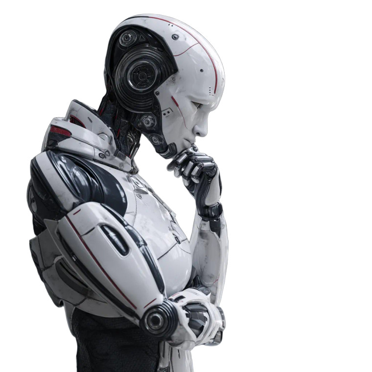 Contemplative Ai Robot Vinyl Car Decal Sticker – Waterproof & UV-Resistant 8"