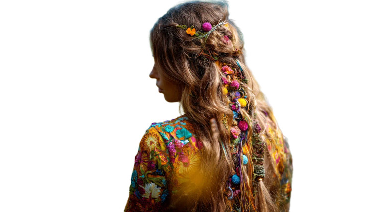 Hippy Girl Hair Vinyl Car Decal Sticker – Waterproof & UV-Resistant 8"