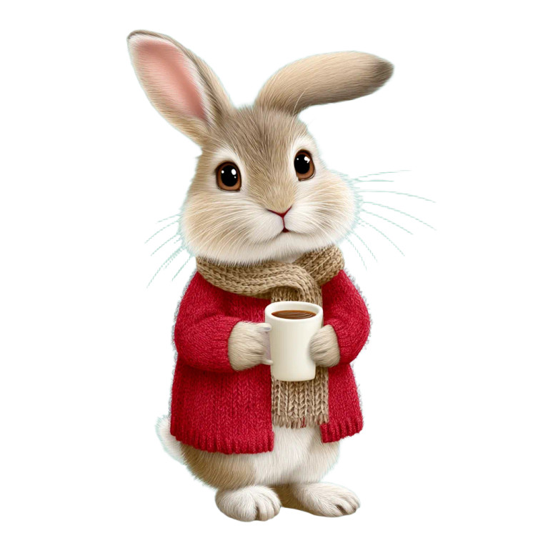 Bunny With Coffee V2 Vinyl Car Decal Sticker – Waterproof & UV-Resistant 8"