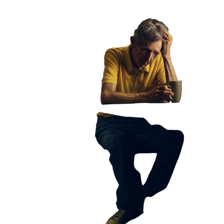 Worried Elderly Man Vinyl Car Decal Sticker – Waterproof & UV-Resistant 8"