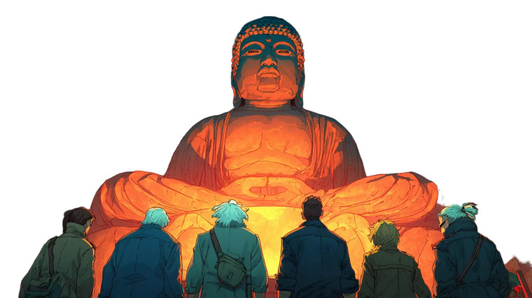 Shadowy Spirits Before Buddha Vinyl Car Decal Sticker – Waterproof & UV-Resistant 8"