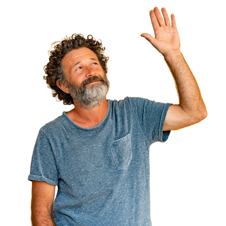 Raising Hand Man Vinyl Car Decal Sticker – Waterproof & UV-Resistant 8"