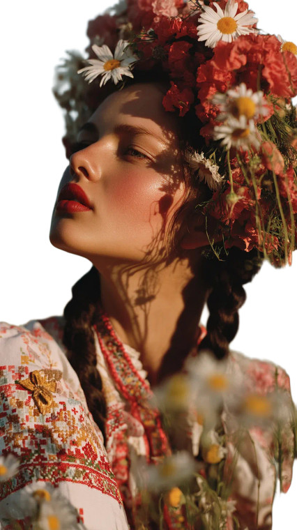 Ukrainian Flower Maiden Vinyl Car Decal Sticker – Waterproof & UV-Resistant 8"