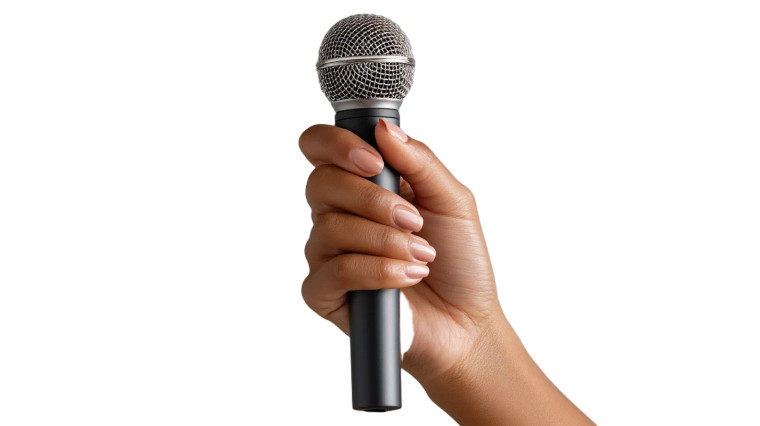 Elegant Microphone Hold Vinyl Car Decal Sticker – Waterproof & UV-Resistant 8"