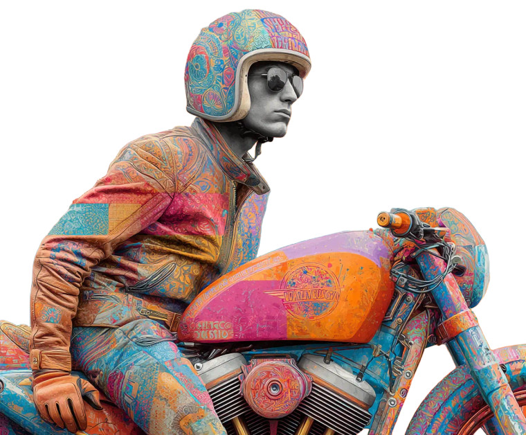 Pop Art Motorcyclist Vinyl Car Decal Sticker – Waterproof & UV-Resistant 8"