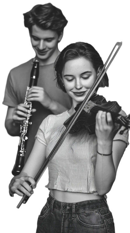 Musical Duo Moment Vinyl Car Decal Sticker – Waterproof & UV-Resistant 8"