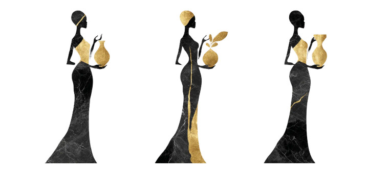 Golden African Silhouettes Vinyl Car Decal Sticker – Waterproof & UV-Resistant 8"