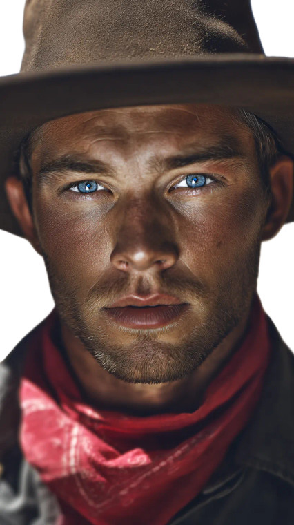 Handsome Cowboy Close-Up Vinyl Car Decal Sticker – Waterproof & UV-Resistant 8"