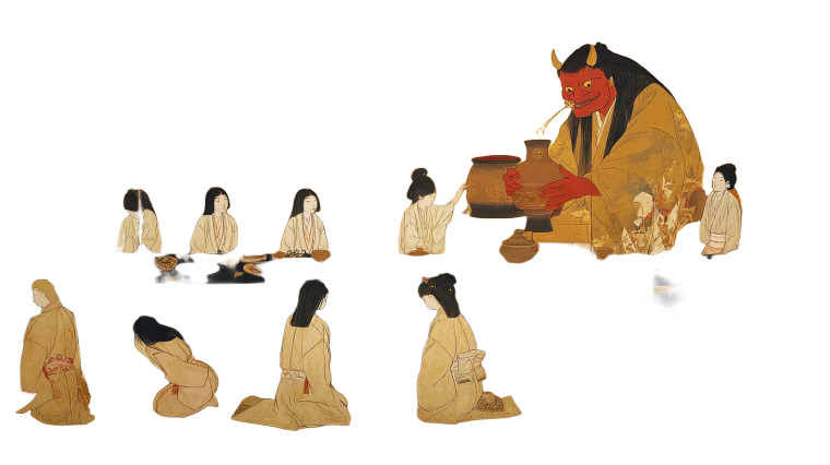 Oni Banquet Scene Vinyl Car Decal Sticker – Waterproof & UV-Resistant 8"