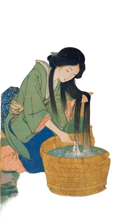 Edo Woman Washing Hair Vinyl Car Decal Sticker – Waterproof & UV-Resistant 8"