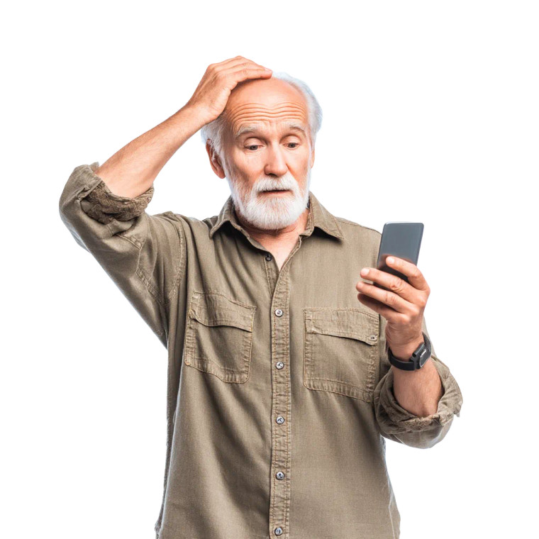 Worried Elderly Man V2 Vinyl Car Decal Sticker – Waterproof & UV-Resistant 8"