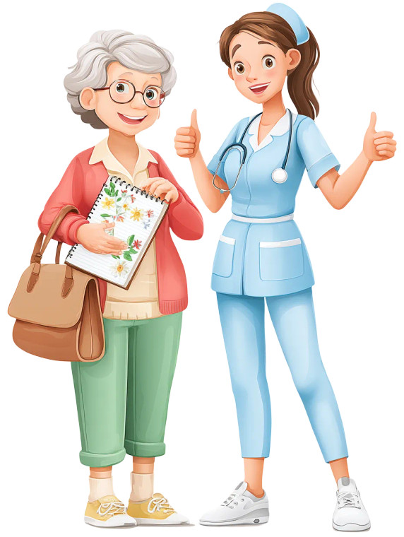 Elderly Woman Cartoon Vinyl Car Decal Sticker – Waterproof & UV-Resistant 8"