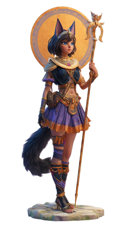 Cute Bastet Girl Vinyl Car Decal Sticker – Waterproof & UV-Resistant 8"